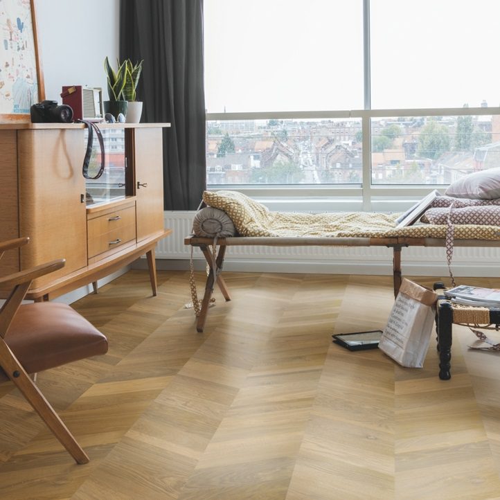 Quick-Step Intenso Smoked Mountain Chevron engineered parquetry